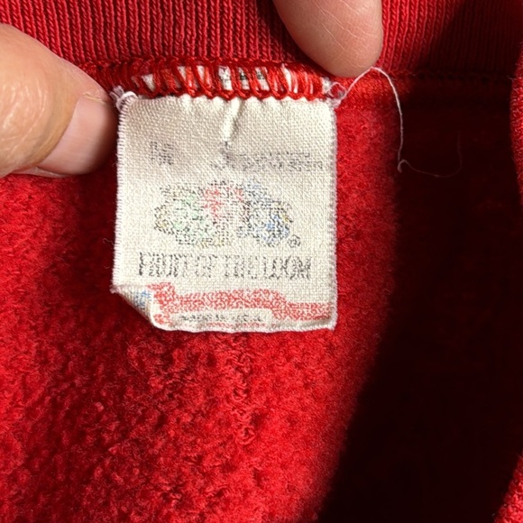 Vintage Fruit Of The Loom Red Blank Raglan Sleeve Crewneck Sweatshirt Medium - Picture 7 of 10